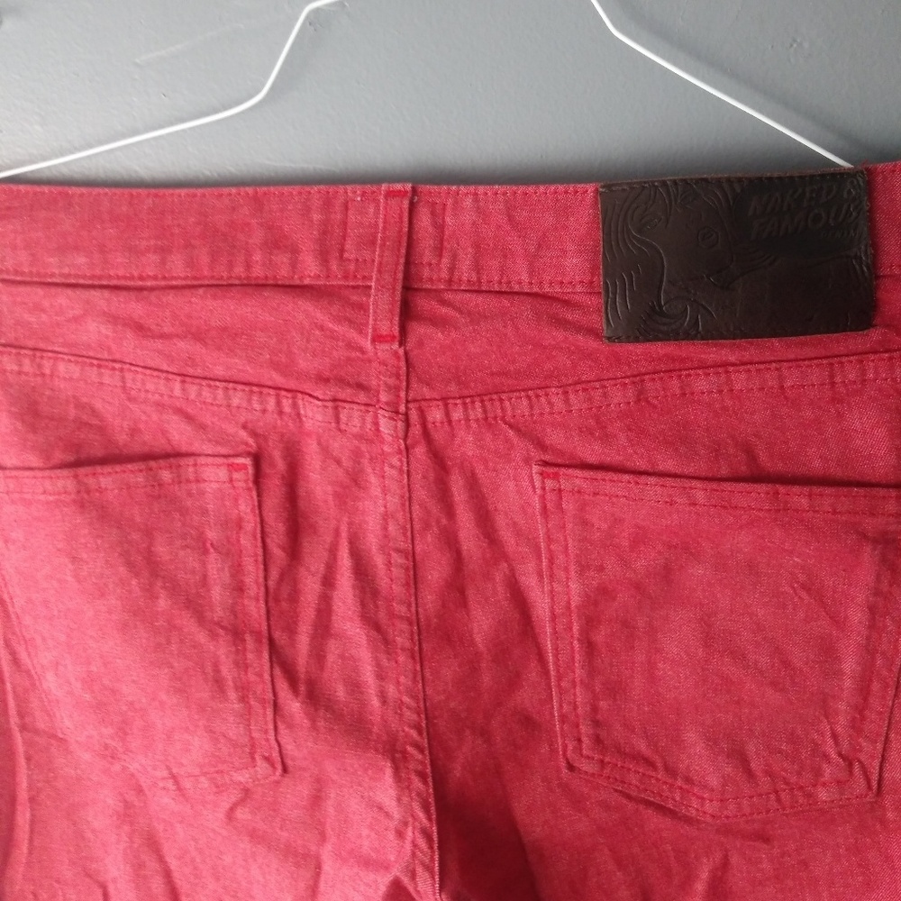 Naked and famous red slim fit